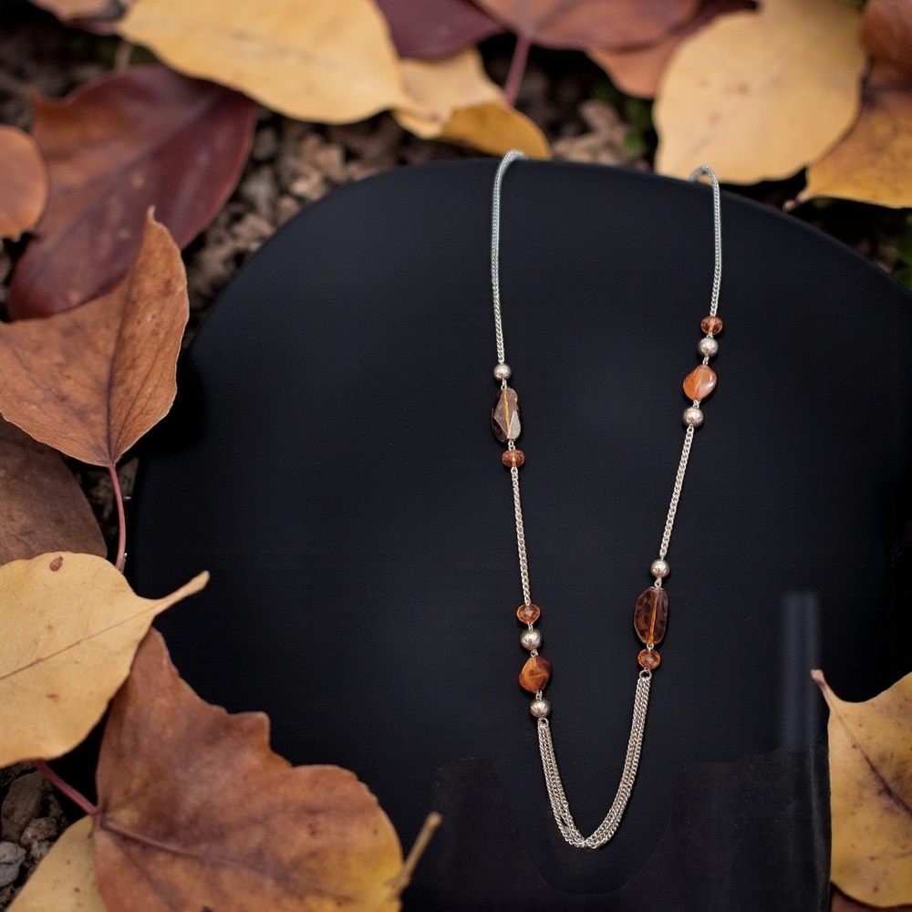 10 /$10 ♥️Elegant Brown and Silver Beaded Necklace♥️